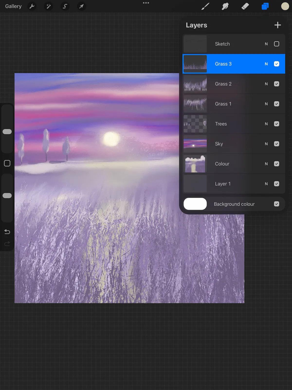 Fertiges Kunstwerk mit Ebenenpalette in Procreate