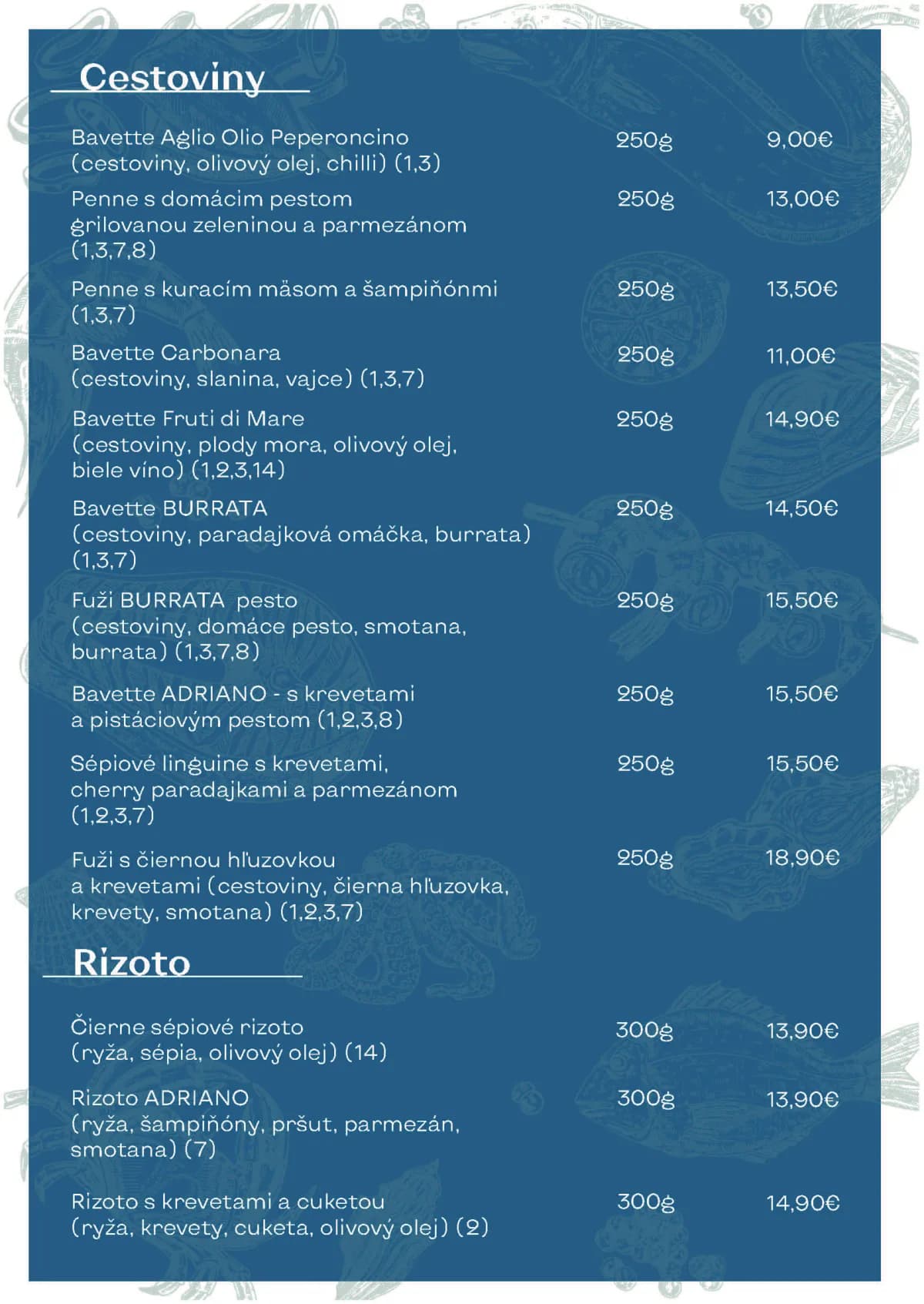 Seafood illustrations detail